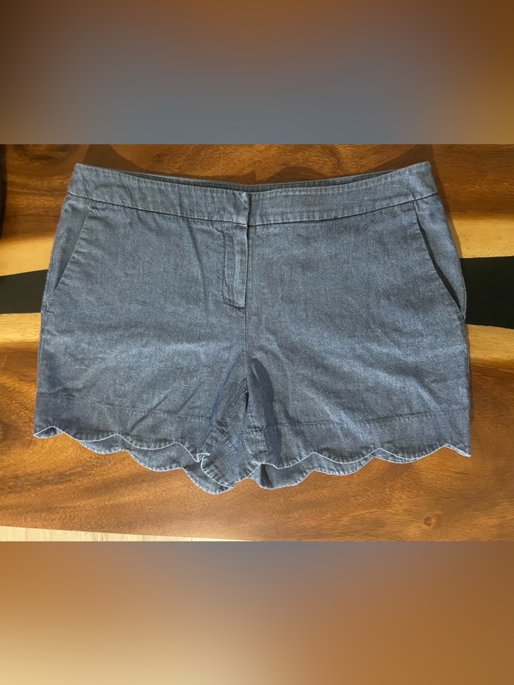 Kenar Scallop Waist Denim Shorts - Blue